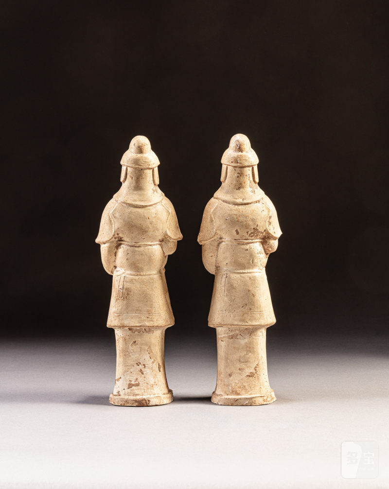 唐 白釉武士立俑一對 - 图4
